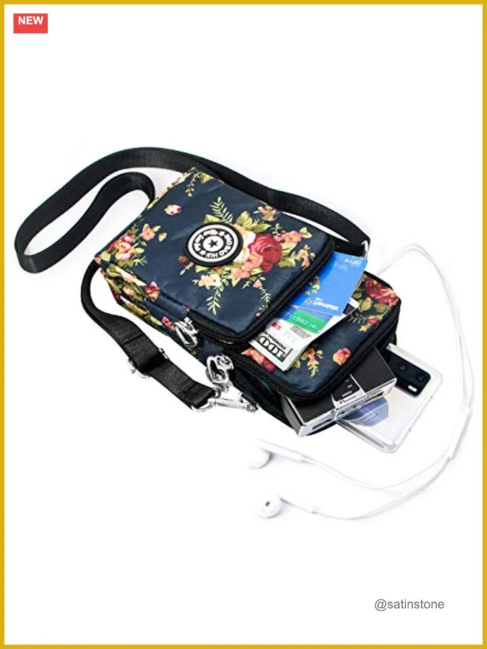 Lightweight Nylon Small Crossbody Bag with Adjustable Strap, Travel Pouch for